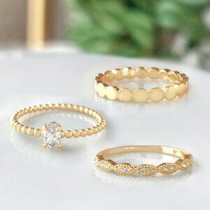 Dainty Gold Boho 3-ring set, Charmed Aroma Wanderlust Collection